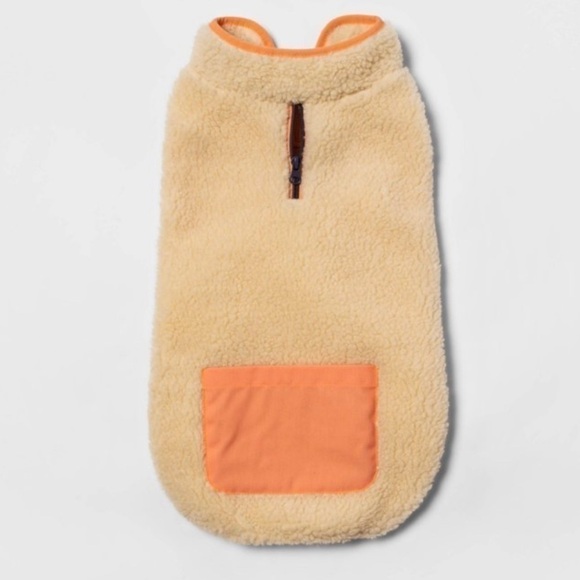 Boots Barkley Beige Orange Fuzzy XS Sherpa Pullover Vest Pocket XSmall to 10 lbs - Picture 2 of 6